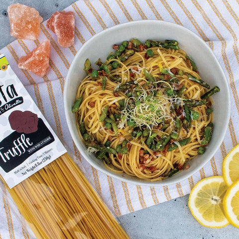 Spring Pea, Asparagus, And Pancetta Pasta