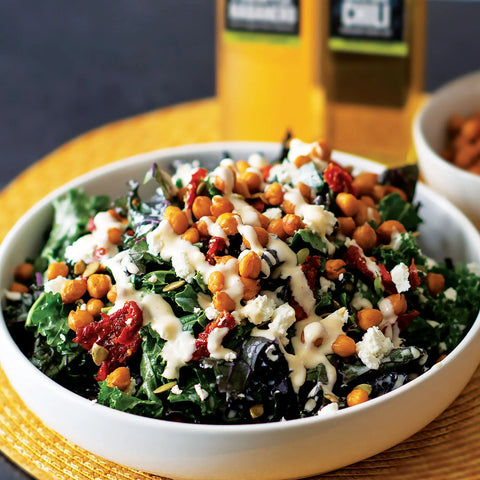 Roasted Chili Chickpea & Kale Salad