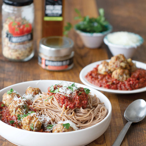 Spaghetti With Spicy Marinara And Meatballs