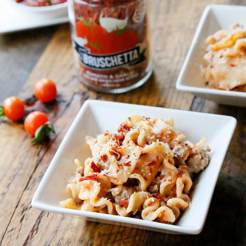 Drunken Bruschetta & Sausage Pasta