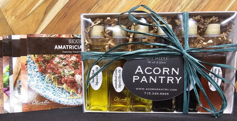 Sample gift set of Olivelle olive oils and balsamic vinegar